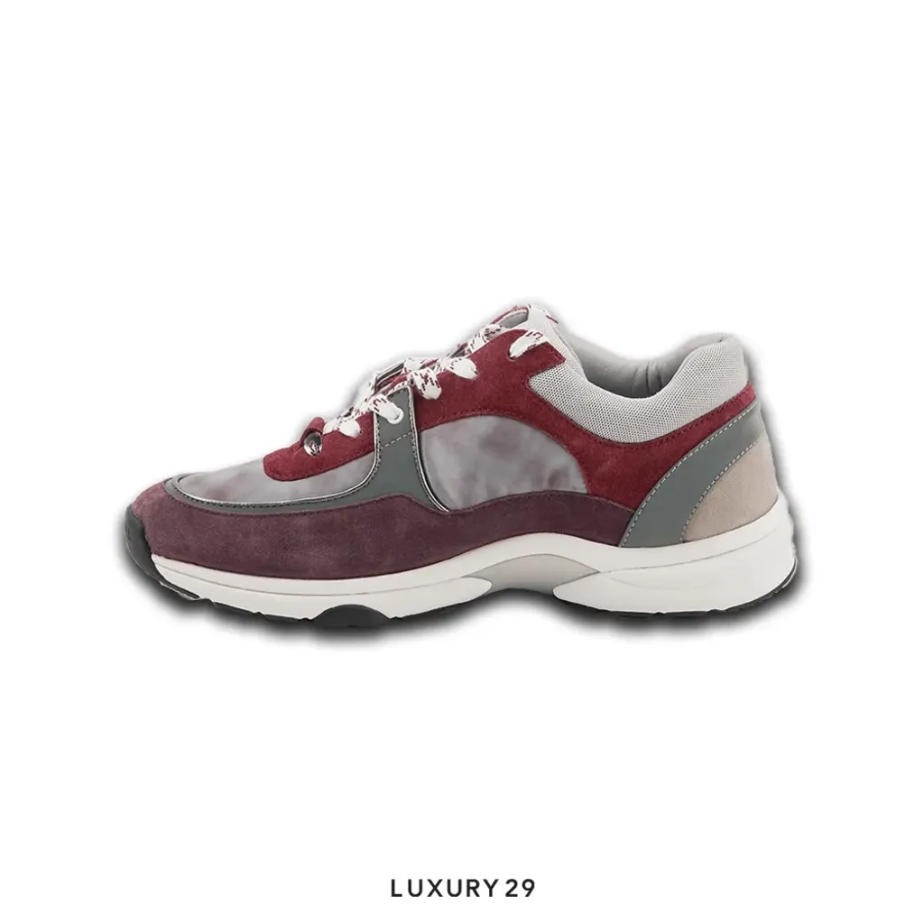 Chanel Sneakers Suede Nylon Reflective Tie Dye(42, Red)
