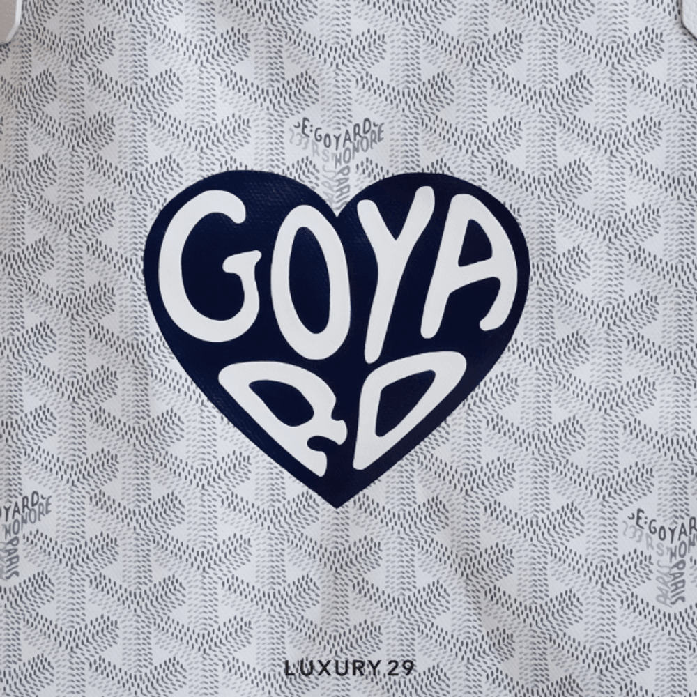 Goyard Saint Louis GM Bag White Hand-Painted Heart Navy Blue(Large, White)