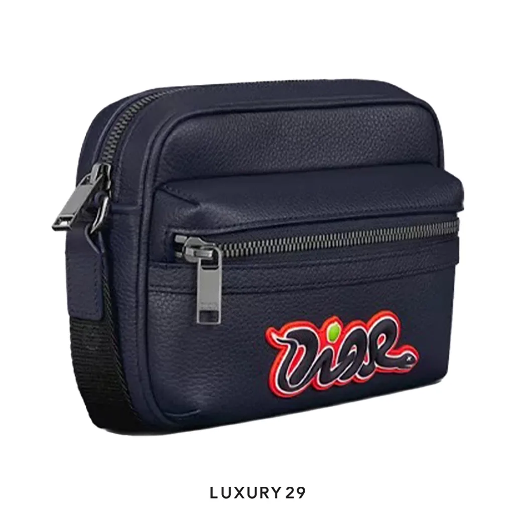 Dior and Kaws Mini Rider 2.0 Zipped Messenger bag Red/Navy Blue(Mini, Blue)