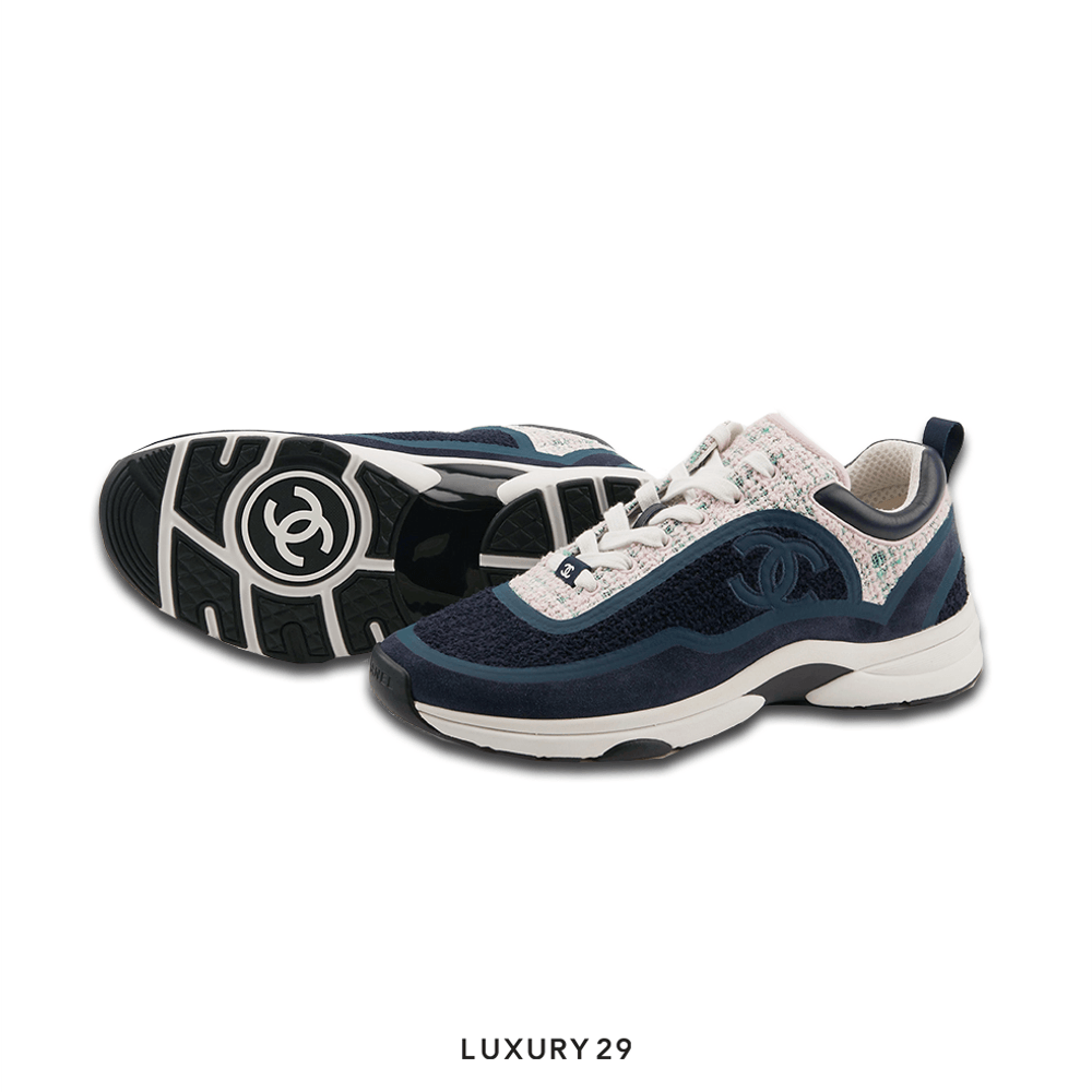 Chanel Sneakers Navy and Pink(42, Blue)