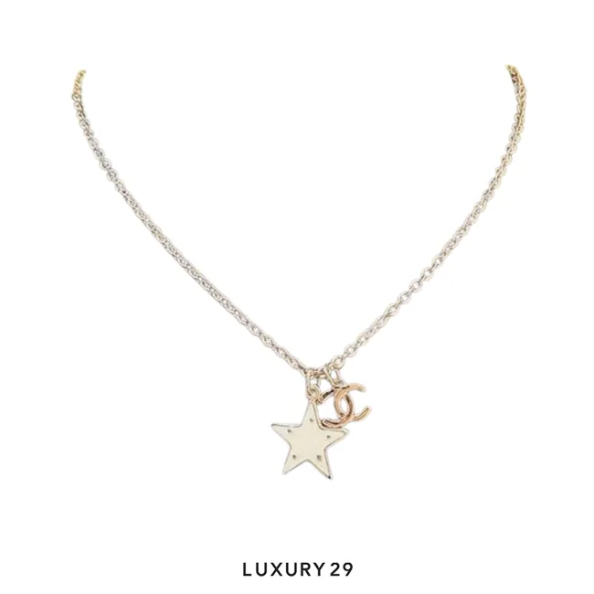 Chanel 26B pendant necklace with cute CC logo Silver