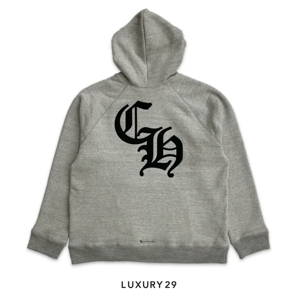 Chrome Hearts Back CH Logo Cross Hoodie Grey(L, Grey)