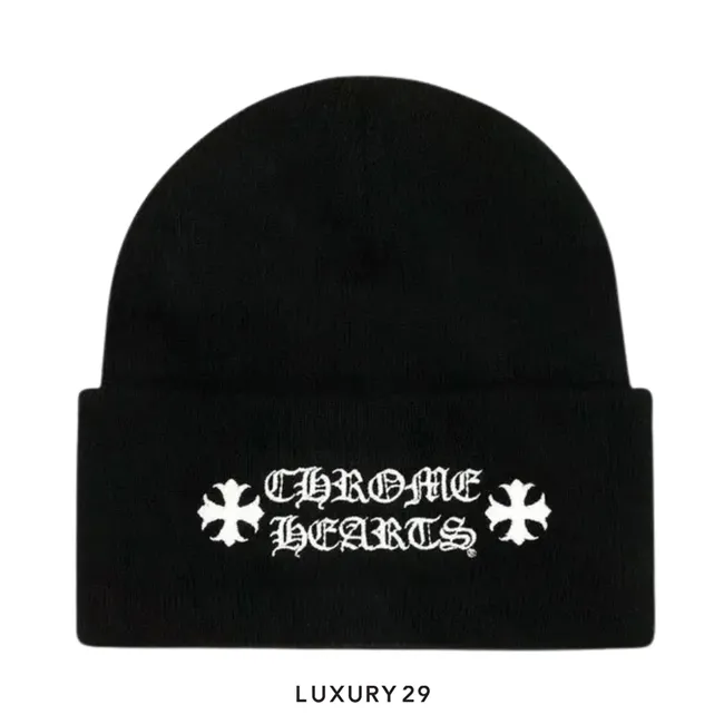 Chrome Hearts logo beanie Big cross Black