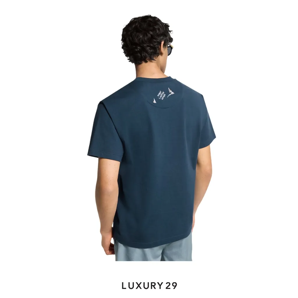 Louis Vuitton LV Embroidered Cotton T-Shirt Navy(S, Blue)