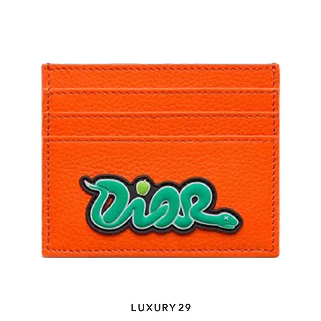 Dior and Kaws Card Holder Green/Red(Small, Red)