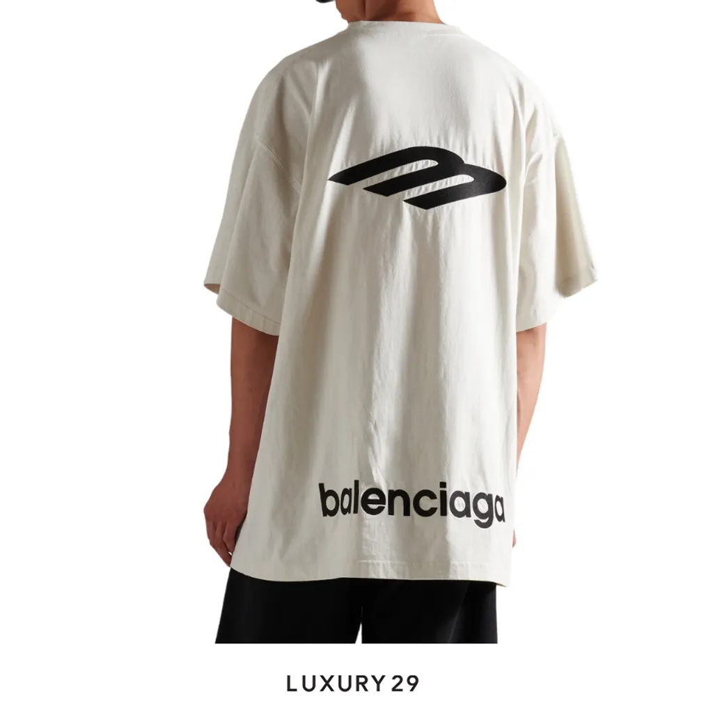 Balenciaga Men's 3b Sports Icon Oversized T-shirt in Chalky White/black(S, White)