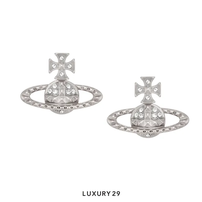 Vivienne Westwood Mayfair Bas Relief Earrings RHODIUM Crystal