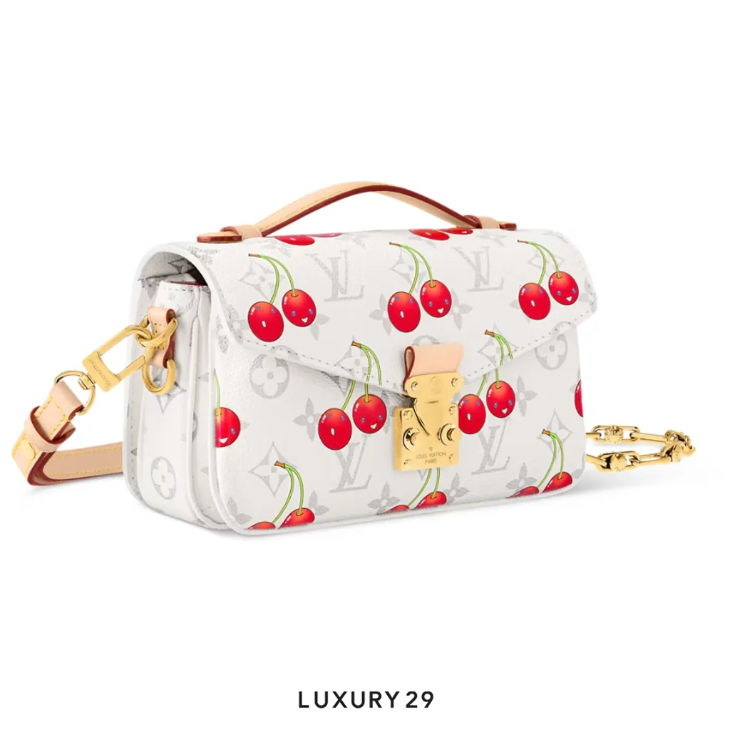 Louis Vuitton LV x TM - Pochette Metis East West Bag Monogram cherry canvas White(Small, White)