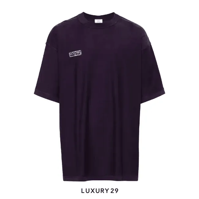 Vetements Inside Out Embroidered Logo T-Shirt Purple