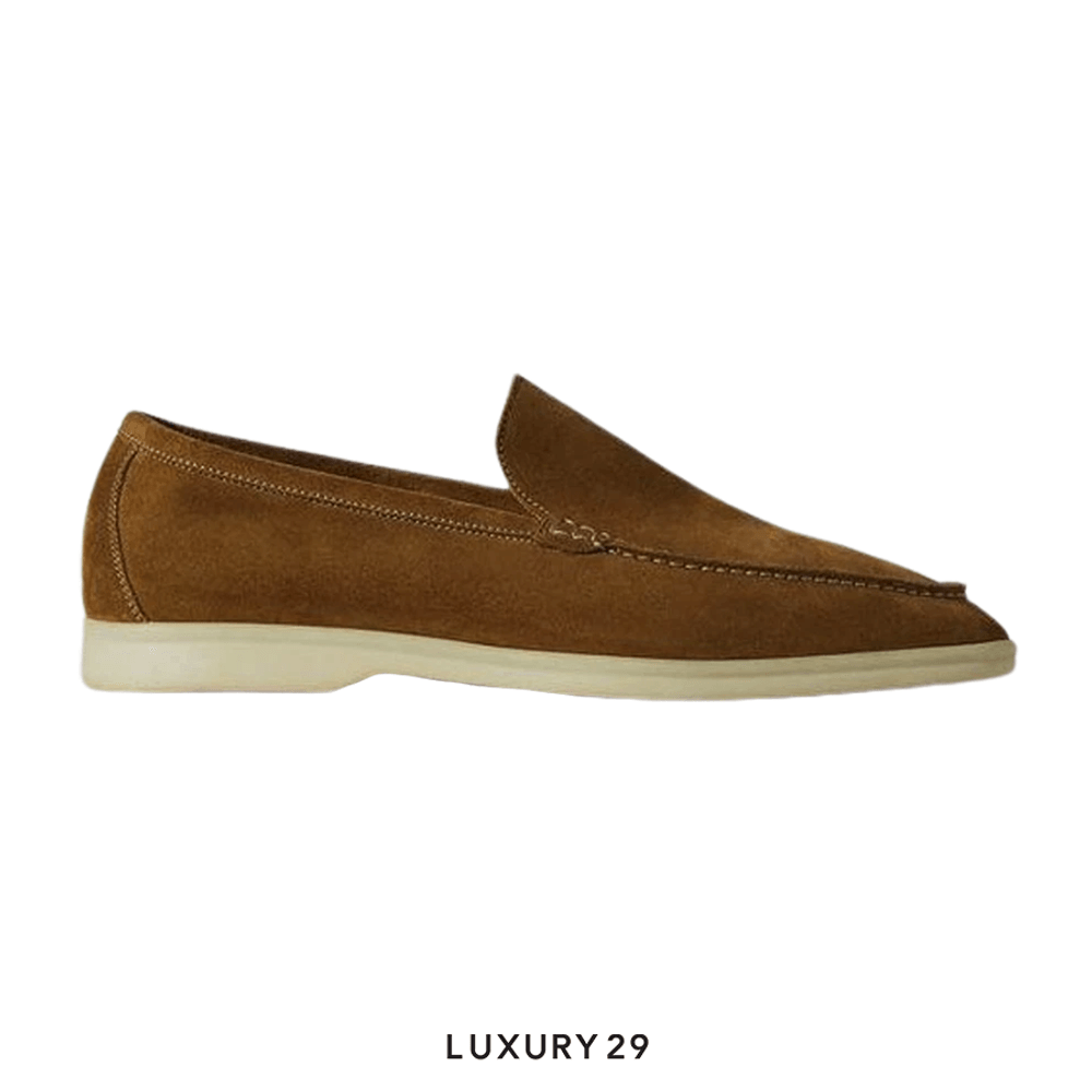 Loro Piana Summer Walk Suede Calfskin Tan(41, Brown)