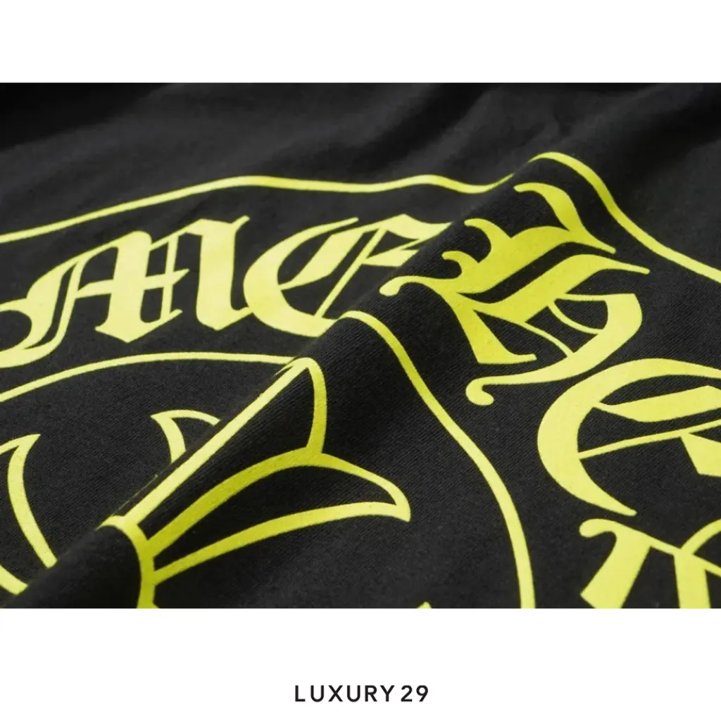 Chrome Hearts Neon Yellow Horseshoe Pocket T-Shirt Black(M, Black)