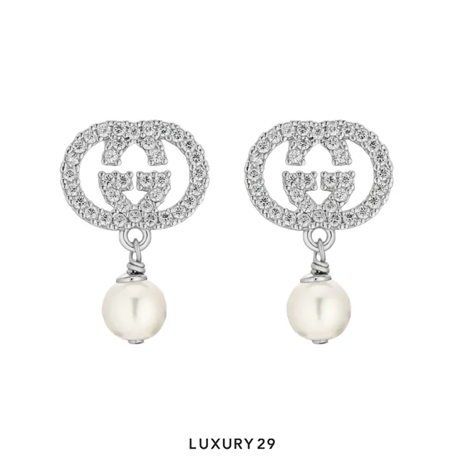 Gucci Crystal and pearl earrings Silver