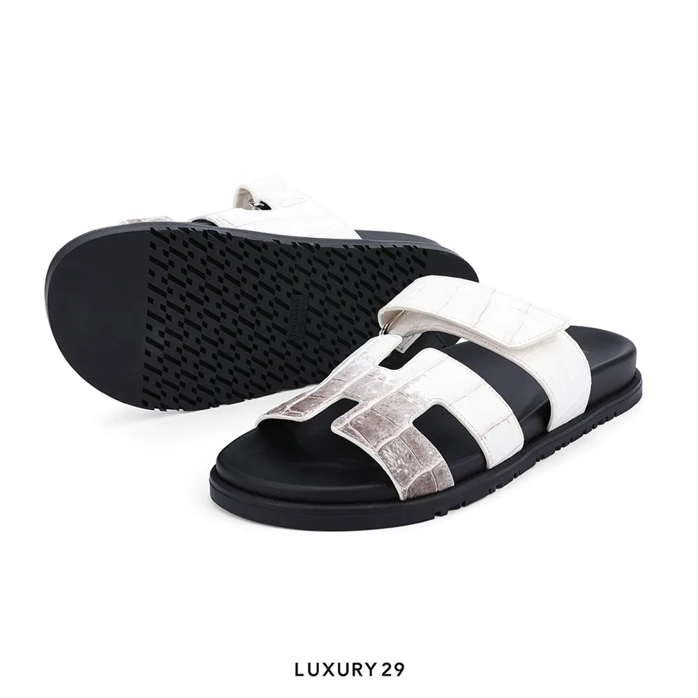 Hermes Chypre sandal Himalaya Crocodile Limited(38, Black)