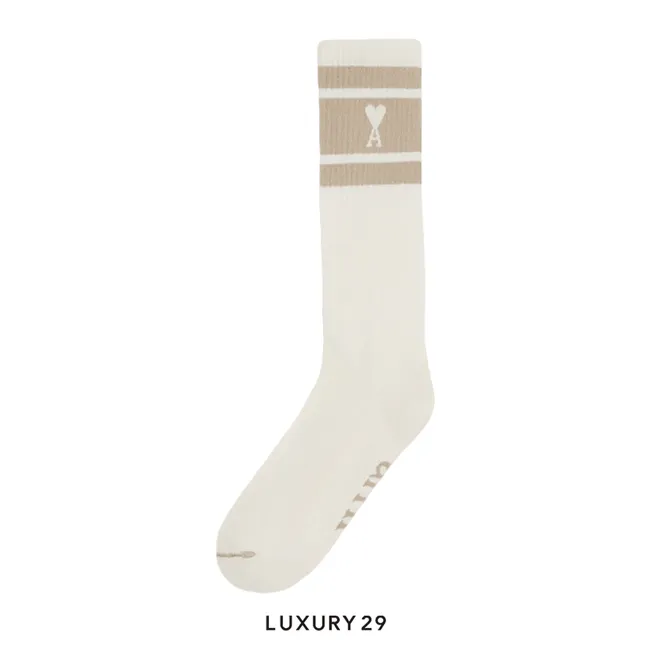 AMI DE COEUR STRIPED SOCKS LIGHT BEIGE