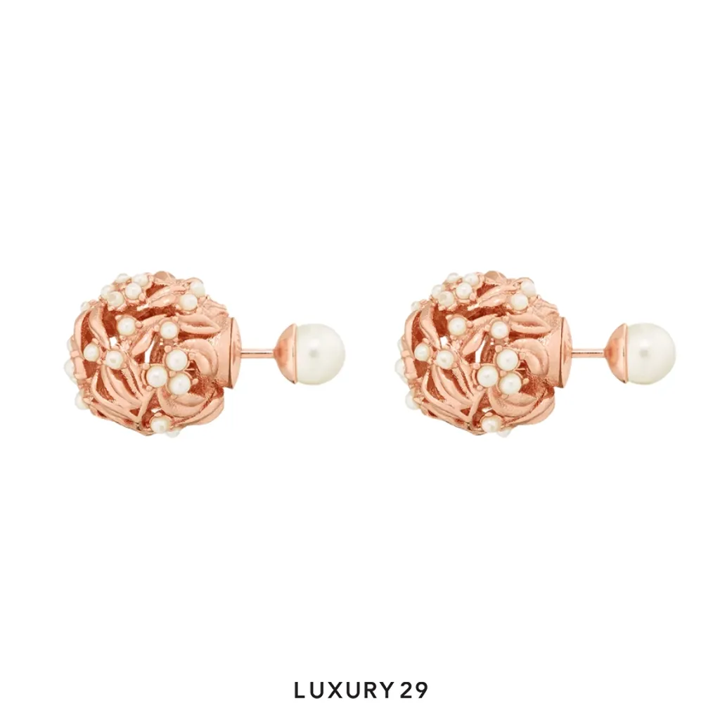 Dior Tribales Earrings Pink-Finish Metal and White Resin Pearls(Free Size, Pink)