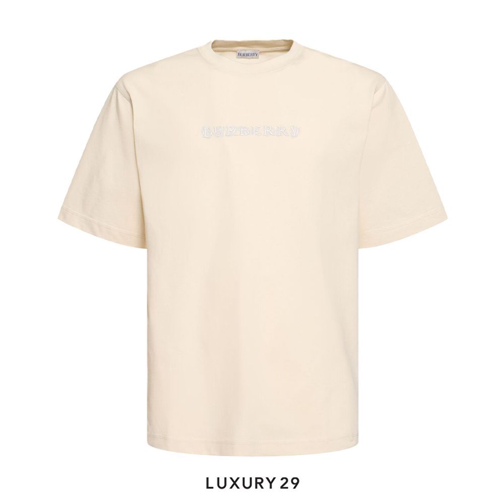 Burberry Logo Cotton T-shirt in Tundra(M, White)
