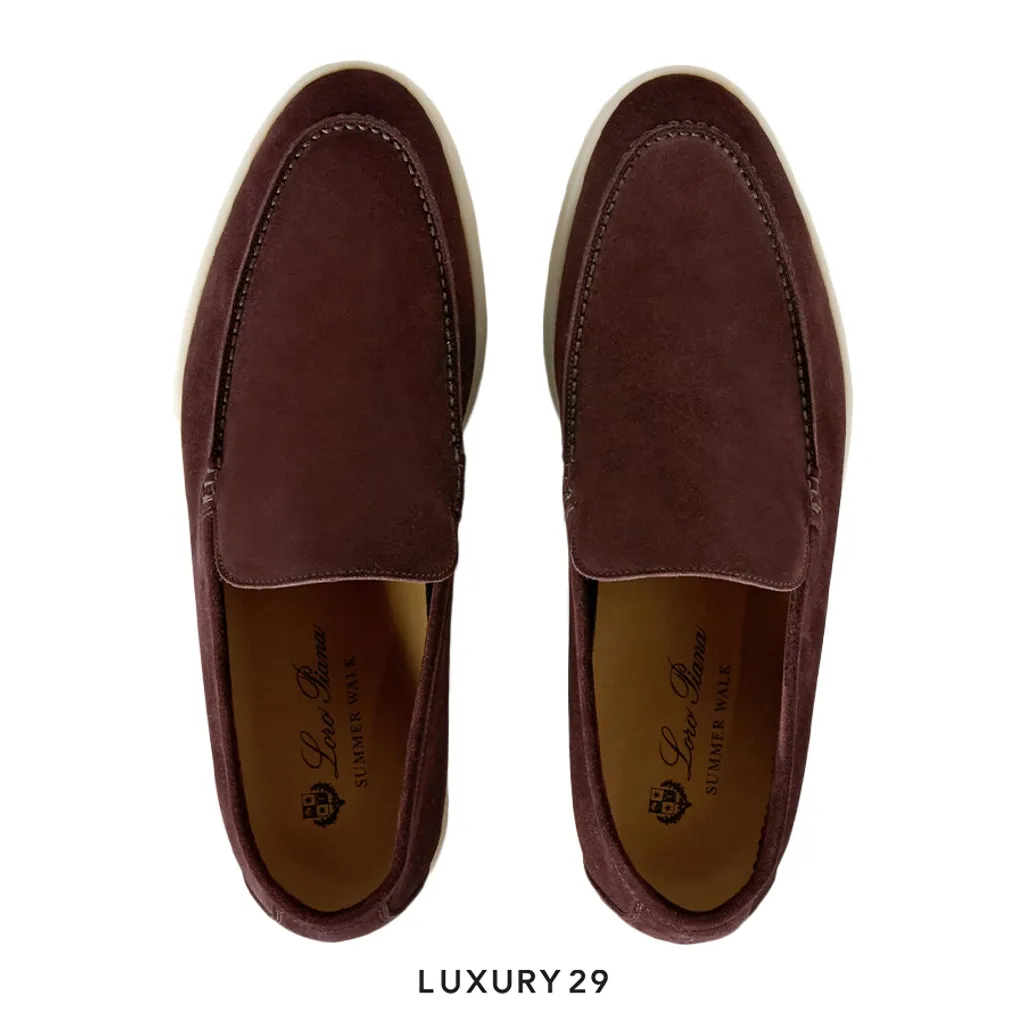 Loro Piana Summer Walk Loafer Suede Calfskin Amarone(42, Brown)