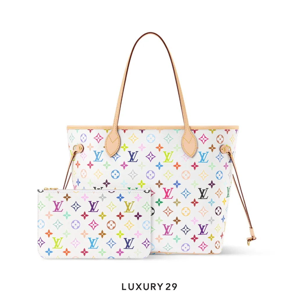 Louis Vuitton LV x TM Neverfull MM bag Multicolor/White(Medium, White)