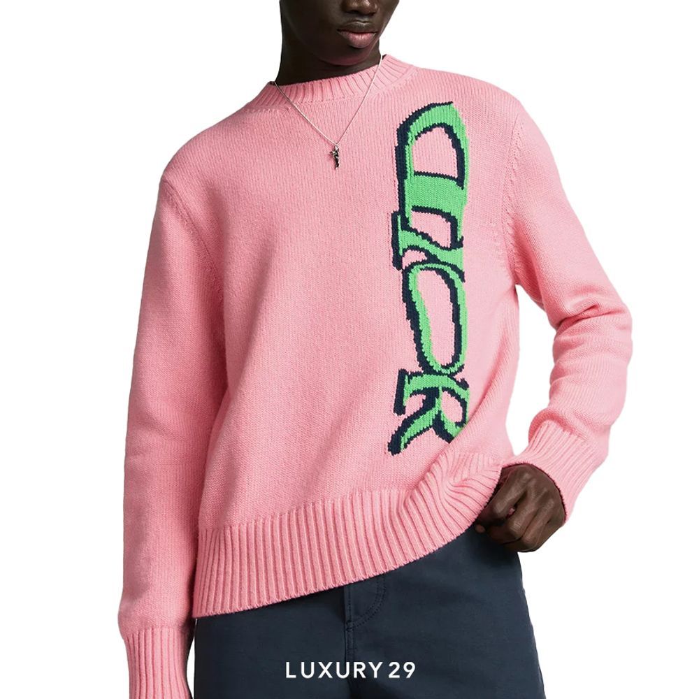DIOR AND LEWIS HAMILTON Sweater Pink Virgin Wool and Cashmere Intarsia(L, Pink)