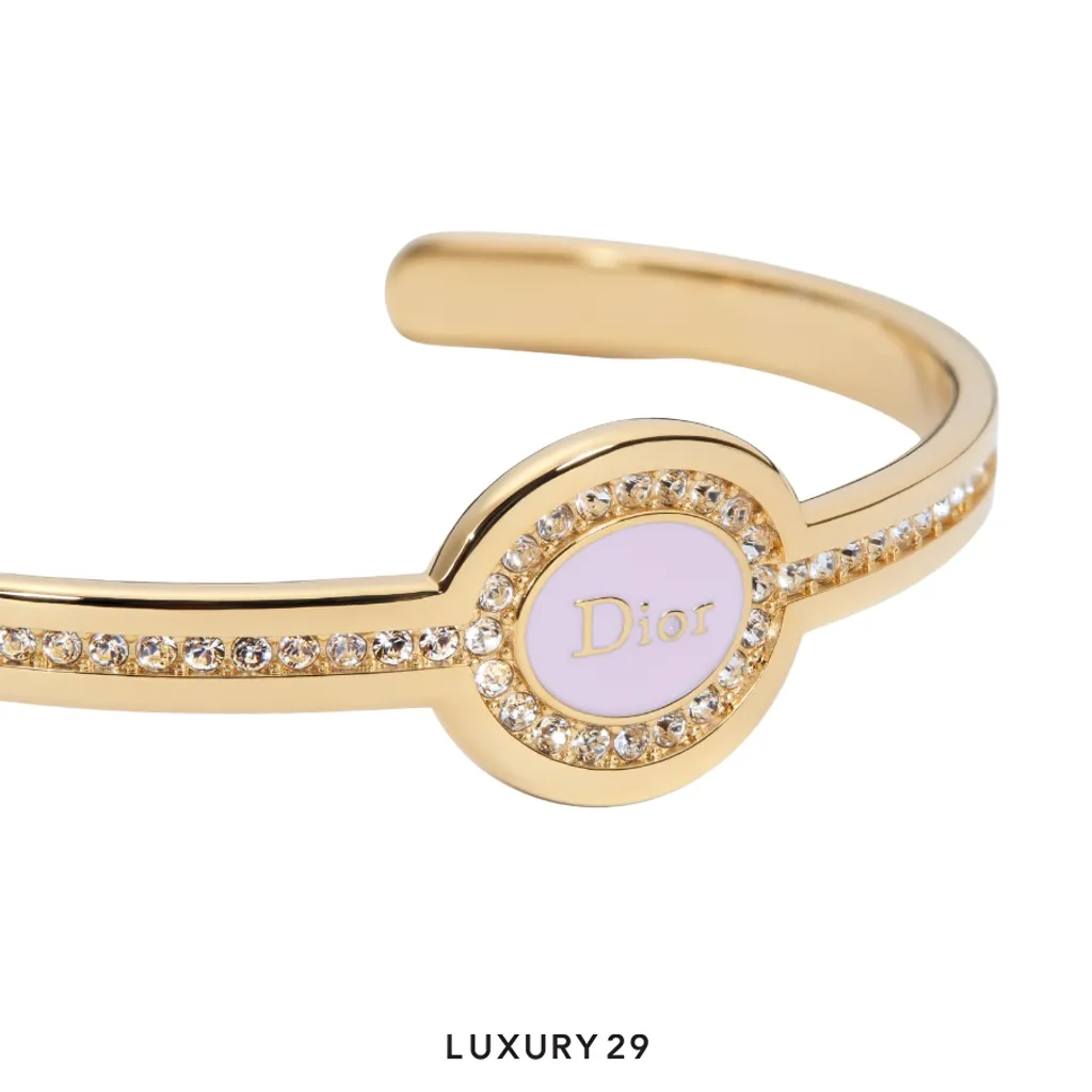 Dior Core Bangle Gold-Finish Metal, Crystals and Rose Tendre Lacquer(Free Size, Pink)
