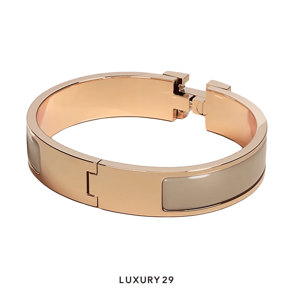 Hermes Clic H Bracelet Rose gold plated PM Marron Glace(Small, Neutrals)