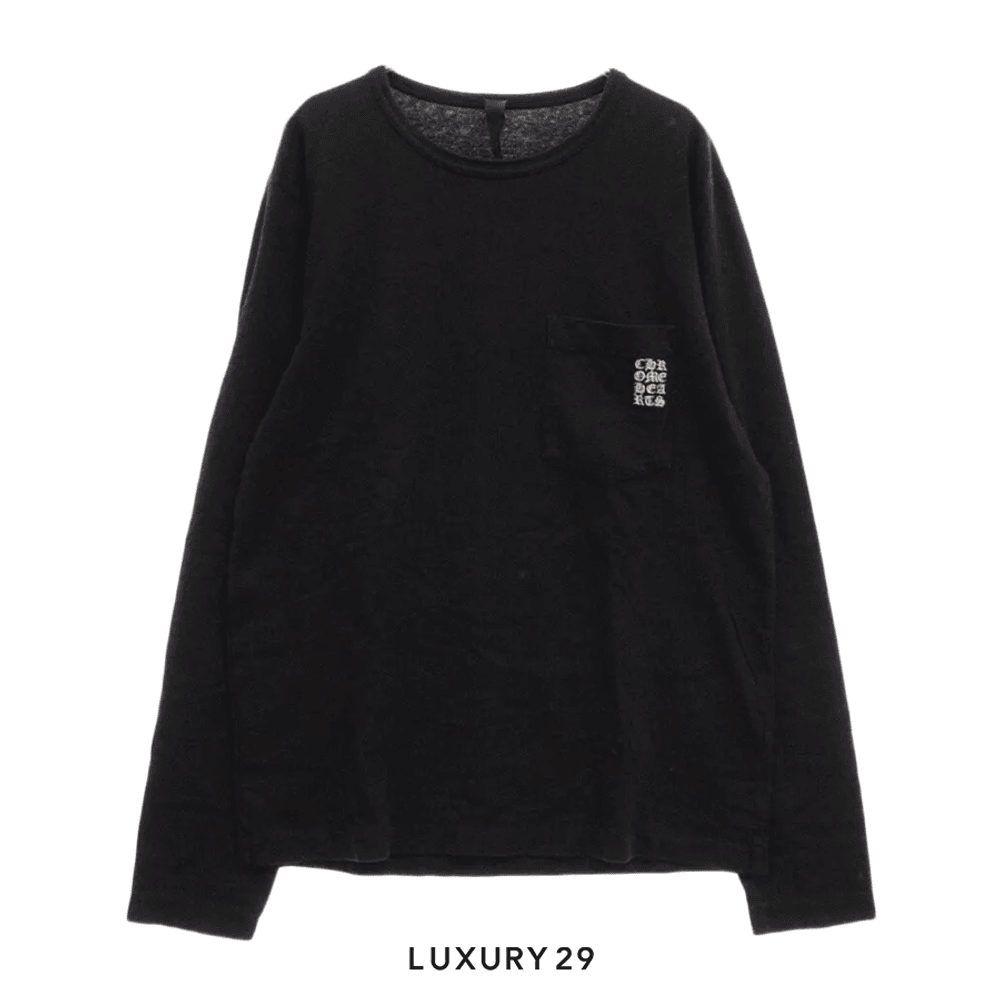 Chrome Hearts GRP Y Not Embroidered Pocket Long Sleeve T-Shirt Large Black(L, Black)