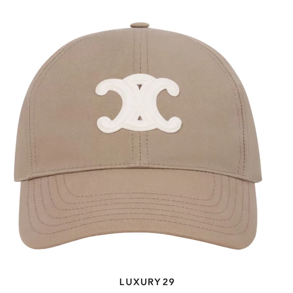 Celine TRIOMPHE Cotton Gabardine Baseball Cap Grey Beige(S, Neutrals)