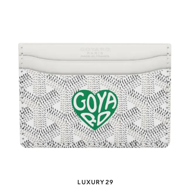 Goyard Saint-Sulpice Card Wallet White Hand-Painted Heart Green