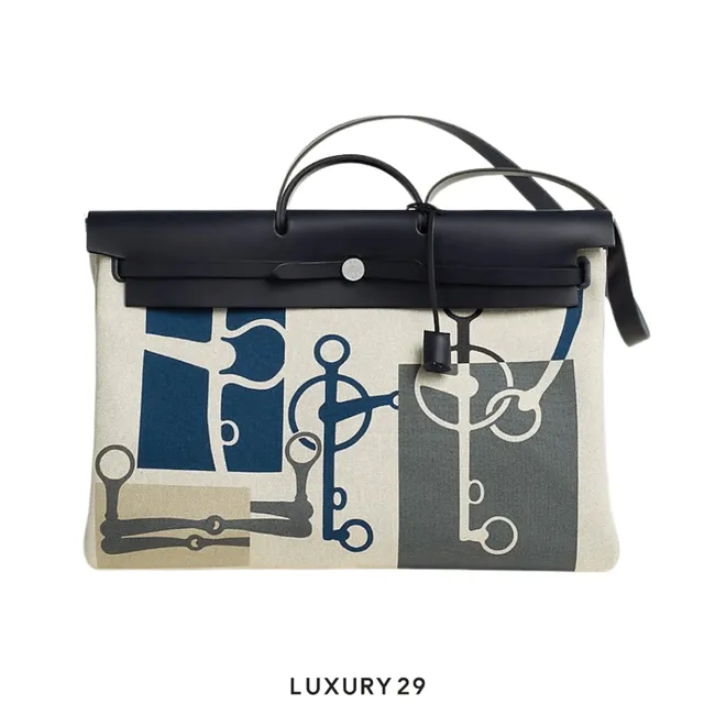 Hermes Herbag Zip cabine bag Indigo / Gris Meyer / Ecru / Amande