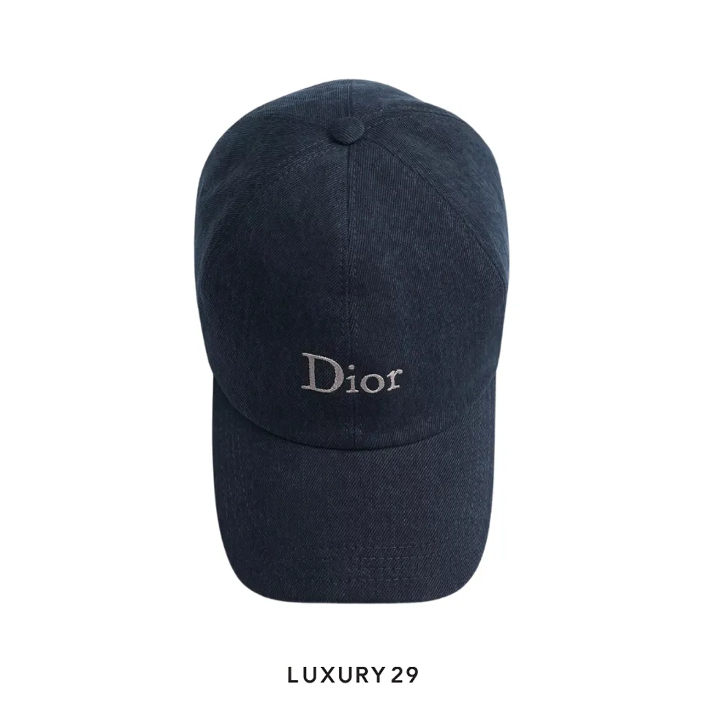 Dior D-Player baseball cap Navy blue stone-washed cotton fabric(57, Blue)