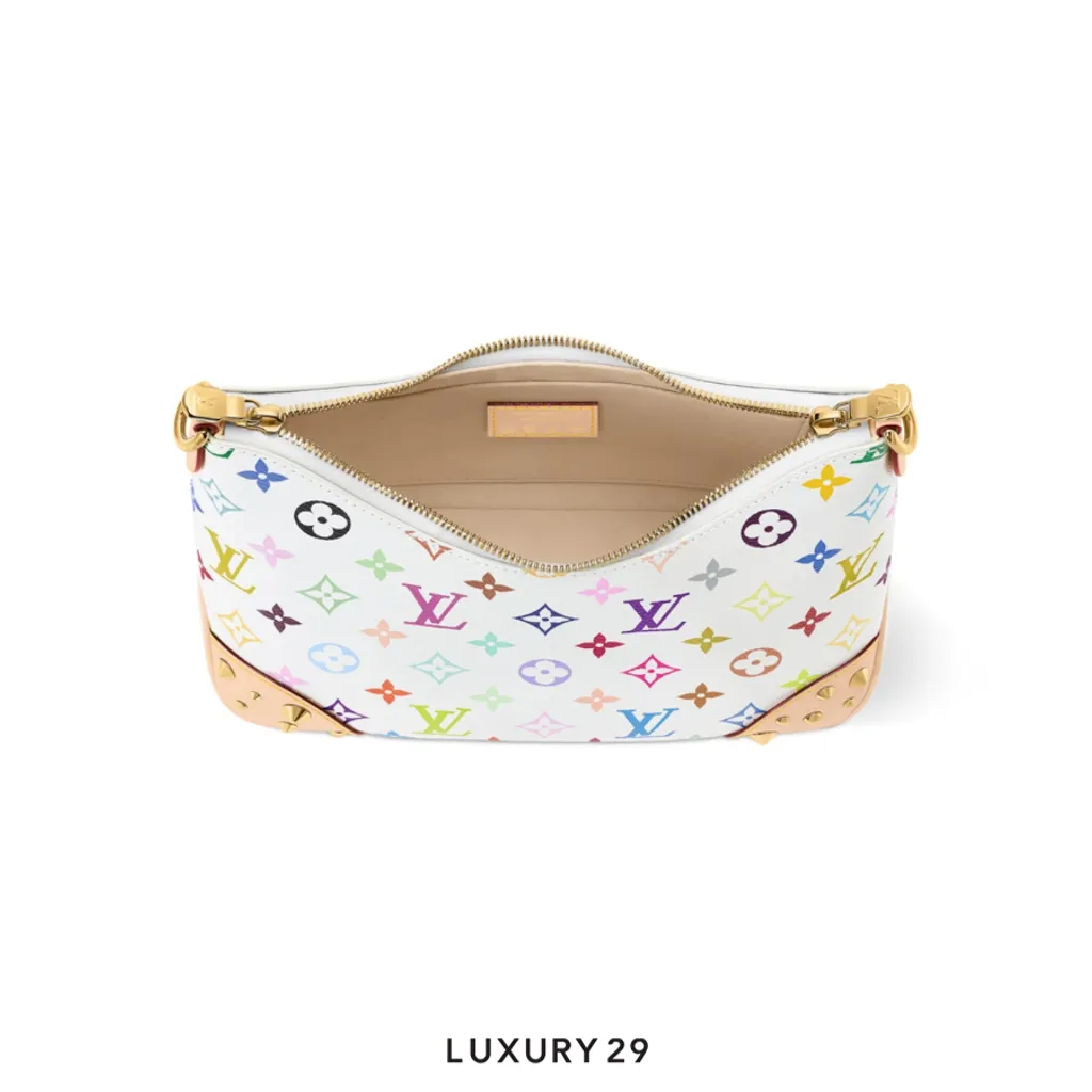 Louis Vuitton LV x TM Boulogne PM bag Trimmed with cowhide leather Multicolor/White(Small, White)
