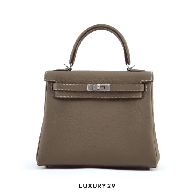 Hermes SAC Kelly II 25 Togo Retourne with palladium hardware Etoupe / K Stamp  (2025)