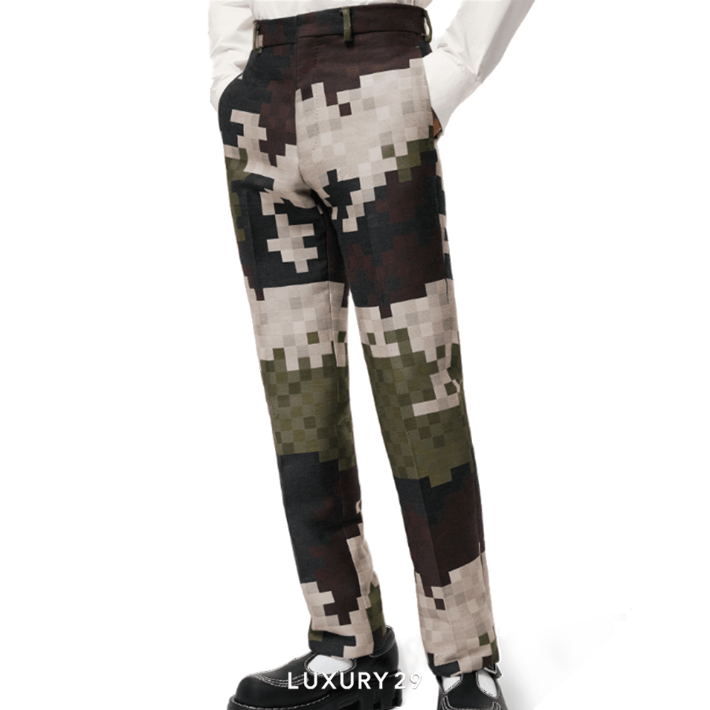 Louis Vuitton LV Tailored Cotton Damier Cigarette Trousers(M, Green)