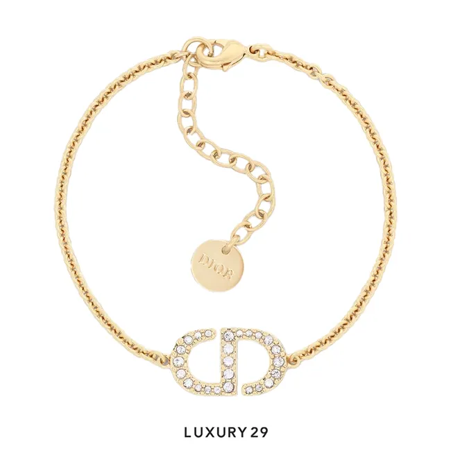 Dior Petit CD Bracelet Gold-Finish Metal and Silver-Tone Crystals