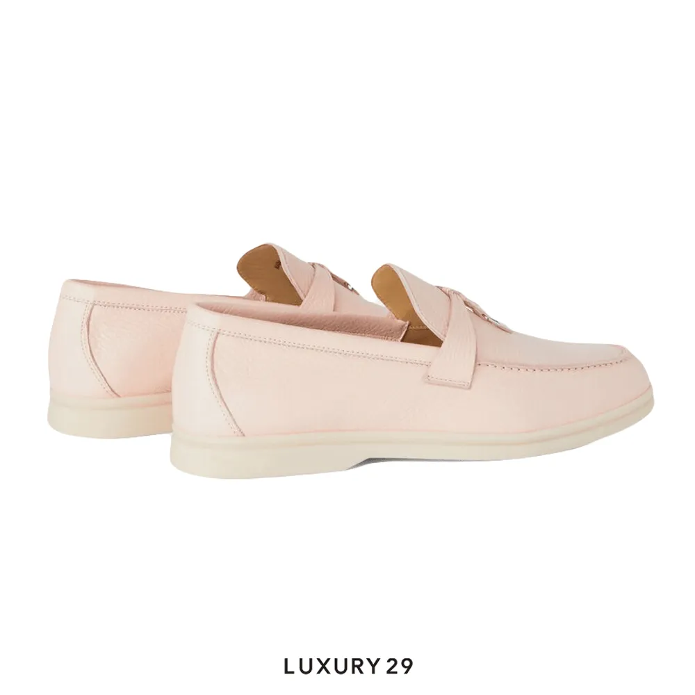 Loro Piana Summer Charms Walk Loafers Deerskin Plum Flower(37.5, Neutrals)