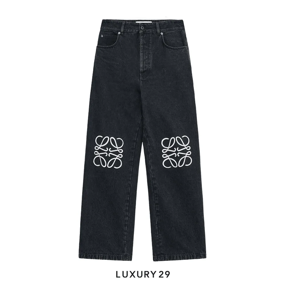 Loewe Anagram Baggy Jeans in Denim Black(34, Black)