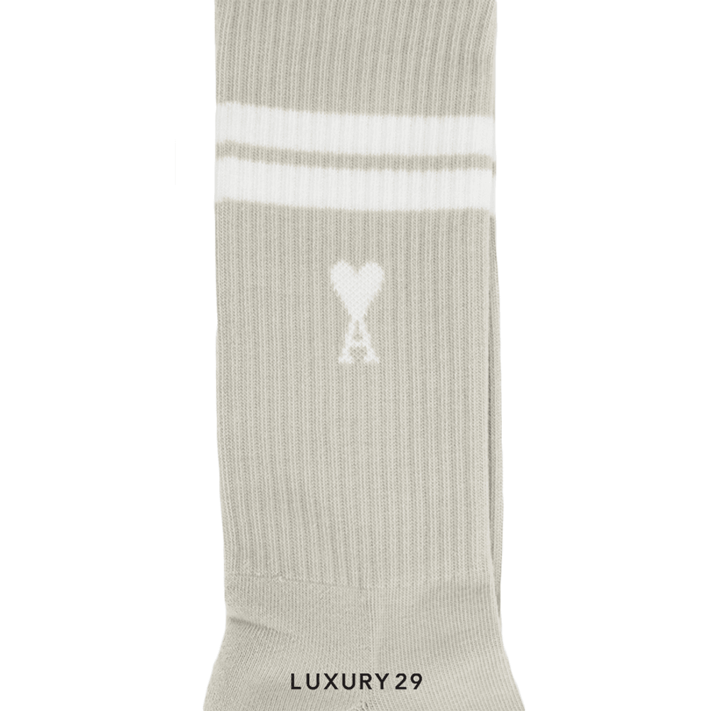 AMI RIBBED SOCKS IN BEIGE(Free Size, Brown)