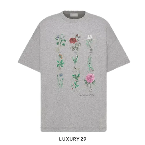 Dior T-Shirt Gray Slub Cotton Jersey
