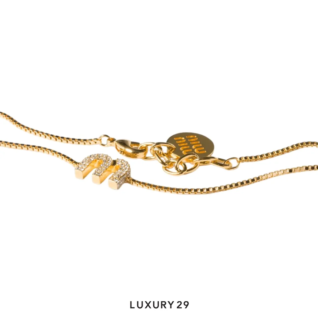 Miu Miu Metal bracelet with crystals Gold(Free Size, Gold)