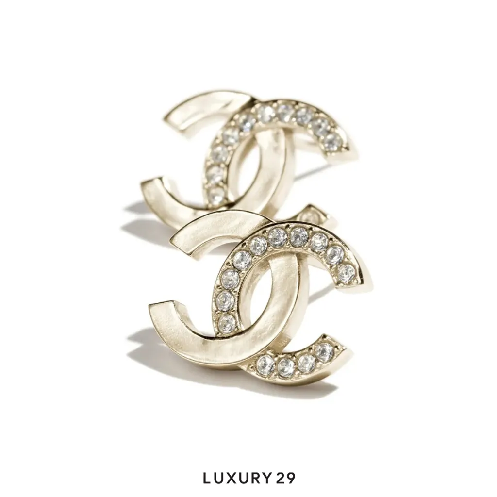 Chanel Stud Earrings In Metal And Strass(Free Size, Silver)
