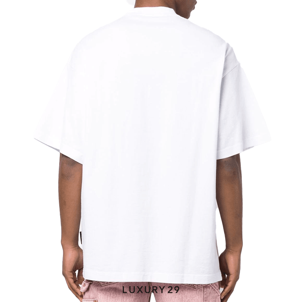 Palm Angels Logo Print T-Shirt White Multicolor(M, White)