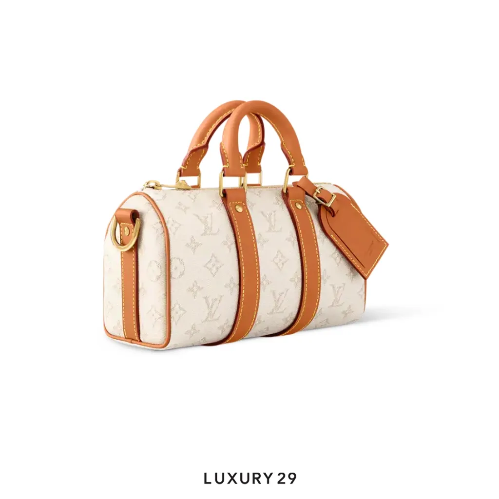 Louis Vuitton LV Keepall Bandouliere 25 Monogram Heritage Canvas Off-white(Small, White)