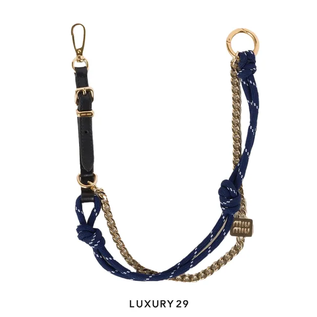 Miu Miu Leather, cord and metal trick Nero Baltico