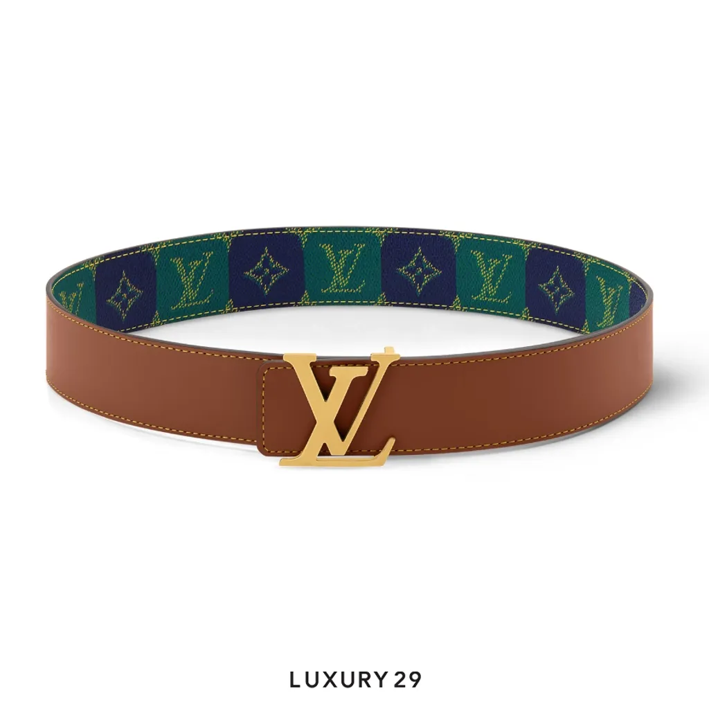 Louis Vuitton LV Initials College Monogram Heritage 40MM Reversible Belt Green(40, Green)