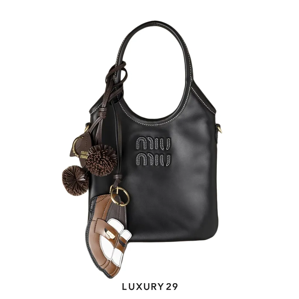 Miu Miu Penny Loafer leather keychain trick cognac Bianco(Free Size, Brown)
