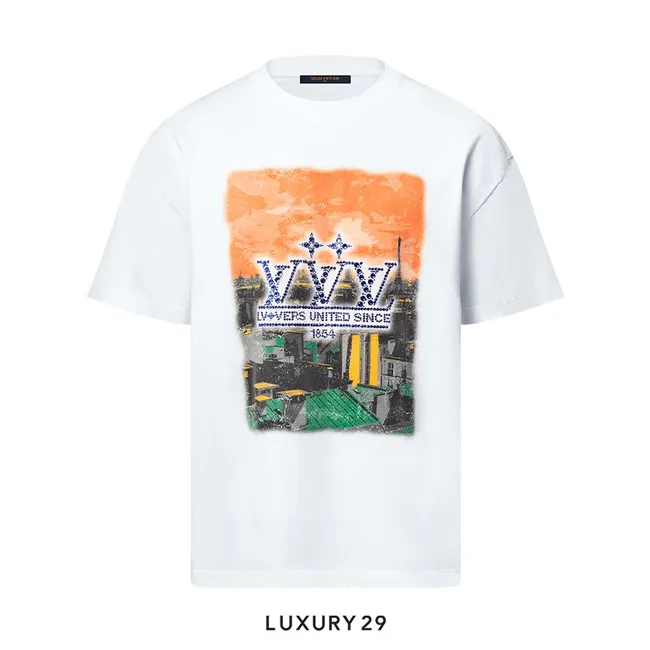 Louis Vuitton LV Embellished Graphic Cotton T-Shirt Milk White