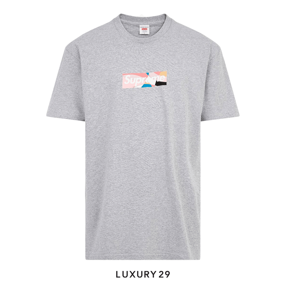 Supreme Emilio Pucci Box Logo Tee Heather Grey/Dusty Pink(M, Grey)