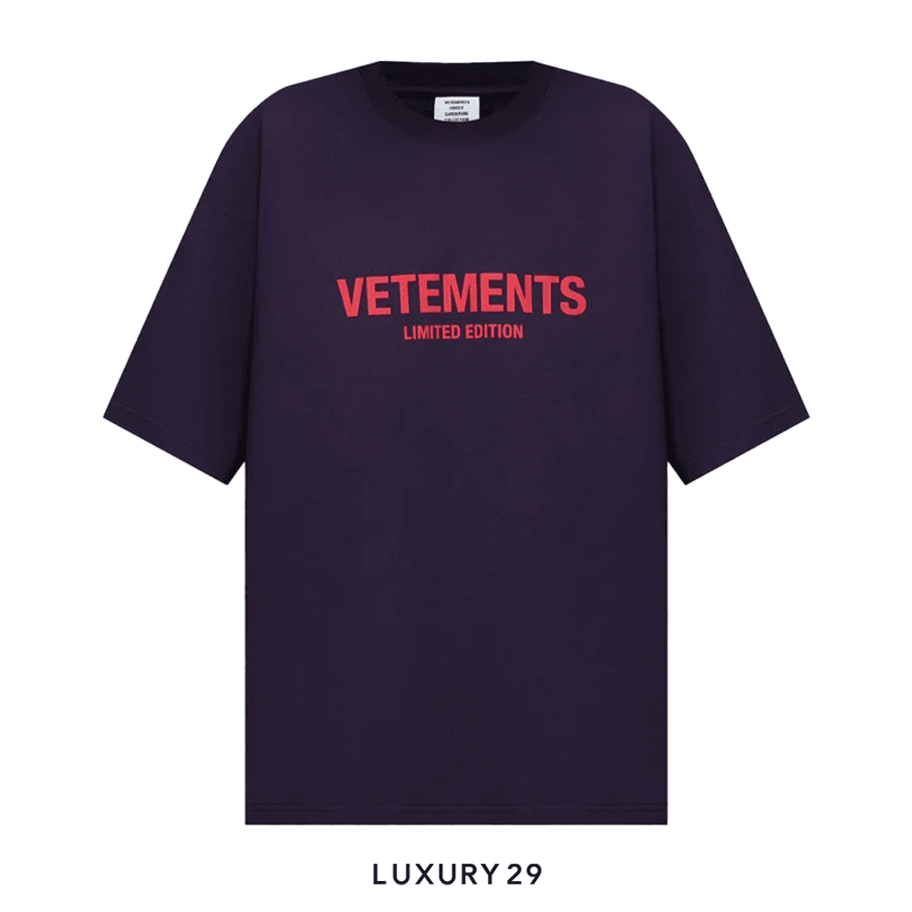 VETEMENTS Purple t-shirt with logo print