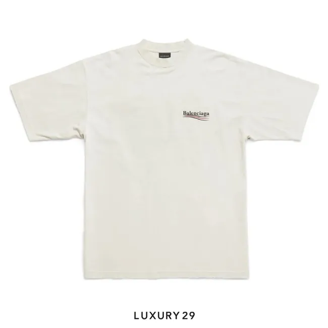 Balenciaga Political Campaign Logo-Print T-Shirt Grey