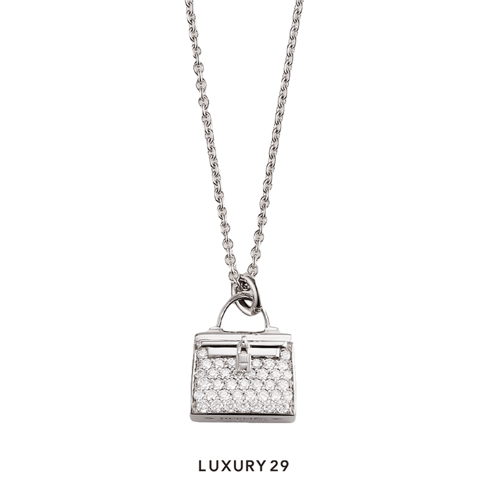 Hermes Amulettes Kelly pendant White gold(Free Size, Silver)